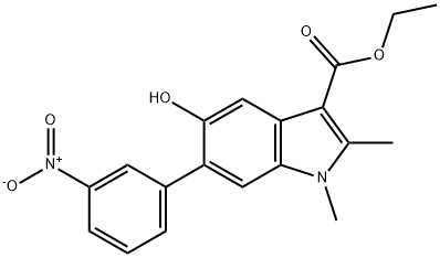 5-Hydroxy-1,2-dimethyl-6-(3-nitro-phenyl)-1H-indole-3-carboxylic acid ethyl ester Structure