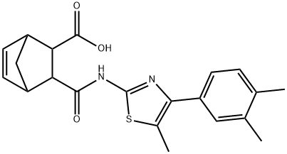 3-((4-(3,4-dimethylphenyl)-5-methylthiazol-2-yl)carbamoyl)bicyclo[2.2.1]hept-5-ene-2-carboxylic acid Structure