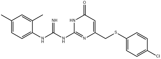 2-(6-{[(4-chlorophenyl)sulfanyl]methyl}-4-oxo-1,4-dihydropyrimidin-2-yl)-1-(2,4-dimethylphenyl)guanidine Structure