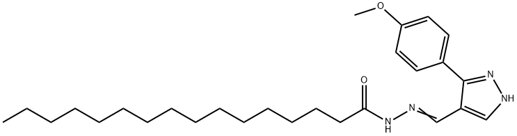 (E)-N'-((3-(4-methoxyphenyl)-1H-pyrazol-4-yl)methylene)palmitohydrazide 구조식 이미지