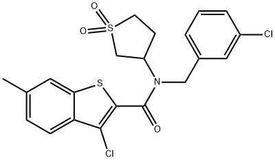 3-chloro-N-(3-chlorobenzyl)-N-(1,1-dioxidotetrahydrothiophen-3-yl)-6-methyl-1-benzothiophene-2-carboxamide 구조식 이미지