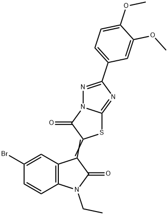 (3Z)-5-bromo-3-[2-(3,4-dimethoxyphenyl)-6-oxo[1,3]thiazolo[3,2-b][1,2,4]triazol-5(6H)-ylidene]-1-ethyl-1,3-dihydro-2H-indol-2-one Structure