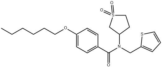 N-(1,1-dioxidotetrahydro-3-thienyl)-4-(hexyloxy)-N-(2-thienylmethyl)benzamide Structure