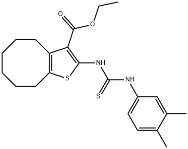 ethyl 2-(3-(3,4-dimethylphenyl)thioureido)-4,5,6,7,8,9-hexahydrocycloocta[b]thiophene-3-carboxylate Structure