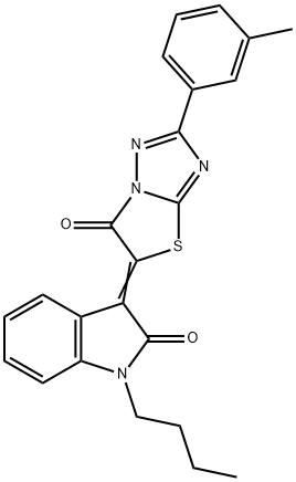 (3Z)-1-butyl-3-[2-(3-methylphenyl)-6-oxo[1,3]thiazolo[3,2-b][1,2,4]triazol-5(6H)-ylidene]-1,3-dihydro-2H-indol-2-one 구조식 이미지