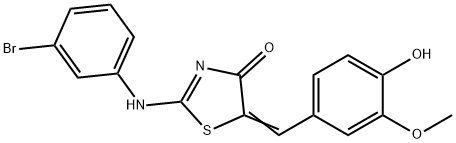 (2E,5Z)-2-[(3-bromophenyl)imino]-5-(4-hydroxy-3-methoxybenzylidene)-1,3-thiazolidin-4-one 구조식 이미지