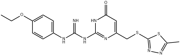 1-(4-ethoxyphenyl)-3-(4-{[(5-methyl-1,3,4-thiadiazol-2-yl)sulfanyl]methyl}-6-oxo-1,6-dihydropyrimidin-2-yl)guanidine 구조식 이미지