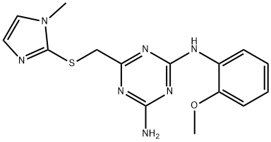 N-(2-methoxyphenyl)-6-{[(1-methyl-1H-imidazol-2-yl)sulfanyl]methyl}-1,3,5-triazine-2,4-diamine 구조식 이미지