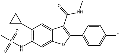 5-cyclopropyl-2-(4-fluorophenyl)-N-methyl-6-(methylsulfonamido)benzofuran-3-carboxamide 구조식 이미지