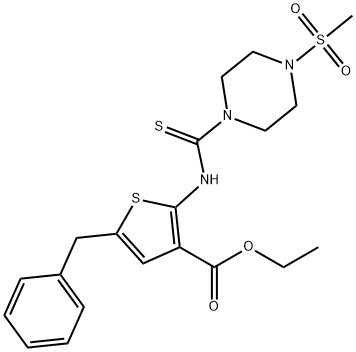 ethyl 5-benzyl-2-(4-(methylsulfonyl)piperazine-1-carbothioamido)thiophene-3-carboxylate 구조식 이미지