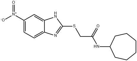 N-cycloheptyl-2-[(5-nitro-1H-benzimidazol-2-yl)sulfanyl]acetamide Structure