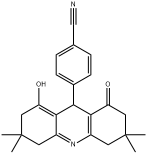 4-(8-hydroxy-3,3,6,6-tetramethyl-1-oxo-1,2,3,4,5,6,7,9-octahydroacridin-9-yl)benzonitrile 구조식 이미지