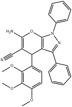 6-amino-1,3-diphenyl-4-(2,3,4-trimethoxyphenyl)-1,4-dihydropyrano[2,3-c]pyrazole-5-carbonitrile 구조식 이미지