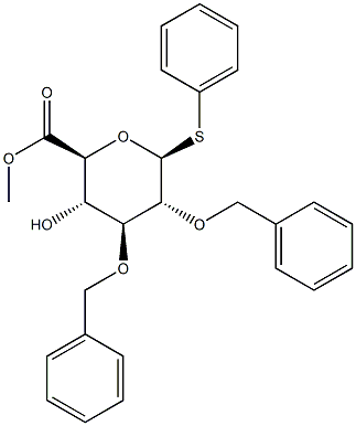 Phenyl 2,3-bis-O-(phenylmethyl)-1-thio-beta-D-glucopyranosiduronic acid methyl ester Structure