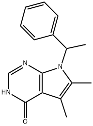 3,7-dihydro-5,6-dimethyl-7-(1-phenylethyl)-4H-Pyrrolo[2,3-d]pyrimidin-4-one 구조식 이미지
