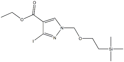 1H-Pyrazole-4-carboxylic acid,  3-iodo-1-[[2-(trimethylsilyl)ethoxy]methyl]-, ethyl ester Structure