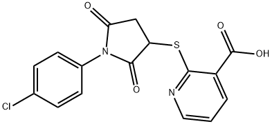 2-{[1-(4-chlorophenyl)-2,5-dioxopyrrolidin-3-yl]sulfanyl}pyridine-3-carboxylic acid Structure