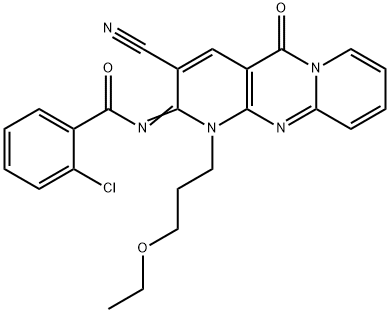 2-chloro-N-[3-cyano-1-(3-ethoxypropyl)-5-oxo-1,5-dihydro-2H-dipyrido[1,2-a:2,3-d]pyrimidin-2-ylidene]benzamide 구조식 이미지