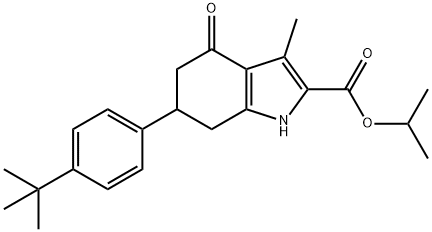 isopropyl 6-(4-(tert-butyl)phenyl)-3-methyl-4-oxo-4,5,6,7-tetrahydro-1H-indole-2-carboxylate 구조식 이미지