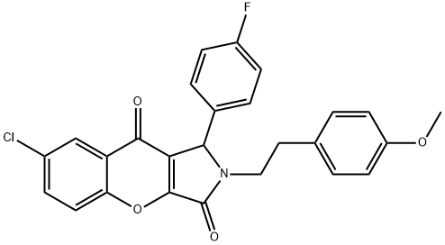 7-chloro-1-(4-fluorophenyl)-2-[2-(4-methoxyphenyl)ethyl]-1,2-dihydrochromeno[2,3-c]pyrrole-3,9-dione 구조식 이미지