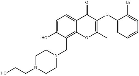 3-(2-bromophenoxy)-7-hydroxy-8-{[4-(2-hydroxyethyl)piperazin-1-yl]methyl}-2-methyl-4H-chromen-4-one Structure