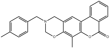 7-methyl-10-(4-methylbenzyl)-10,11-dihydro-5H,9H-benzo[3,4]chromeno[6,7-e][1,3]oxazin-5-one 구조식 이미지