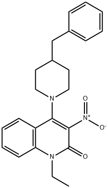 4-(4-benzyl-1-piperidinyl)-1-ethyl-3-nitro-2(1H)-quinolinone 구조식 이미지