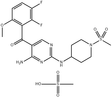 N-[4-Amino-5-(2,3-difluoro-6-methoxybenzoyl)-2-pyrimidinyl]-1-(methylsulfonyl)-4-piperidinamine monomethanesulfonate Structure