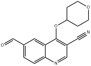 6-Formyl-4-((tetrahydro-2H-pyran-4-yl)oxy)quinoline-3-carbonitrile Structure