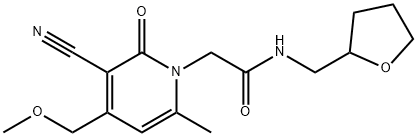 2-[3-cyano-4-(methoxymethyl)-6-methyl-2-oxopyridin-1(2H)-yl]-N-(tetrahydrofuran-2-ylmethyl)acetamide 구조식 이미지