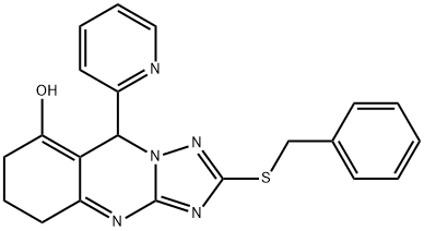 2-(benzylthio)-9-(pyridin-2-yl)-5,6,7,9-tetrahydro-[1,2,4]triazolo[5,1-b]quinazolin-8-ol Structure