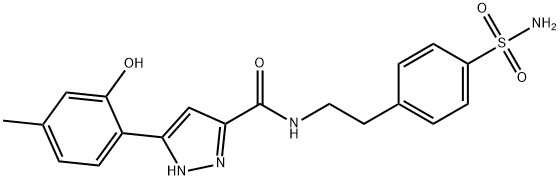 3-(2-hydroxy-4-methylphenyl)-N-[2-(4-sulfamoylphenyl)ethyl]-1H-pyrazole-5-carboxamide 구조식 이미지