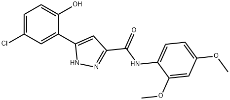 3-(5-chloro-2-hydroxyphenyl)-N-(2,4-dimethoxyphenyl)-1H-pyrazole-5-carboxamide 구조식 이미지