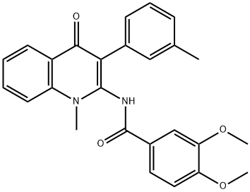 3,4-dimethoxy-N-[1-methyl-3-(3-methylphenyl)-4-oxo-1,4-dihydro-2-quinolinyl]benzamide Structure