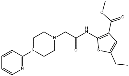 methyl 5-ethyl-2-(2-(4-(pyridin-2-yl)piperazin-1-yl)acetamido)thiophene-3-carboxylate 구조식 이미지