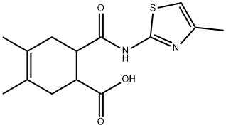 3,4-dimethyl-6-((4-methylthiazol-2-yl)carbamoyl)cyclohex-3-enecarboxylic acid Structure