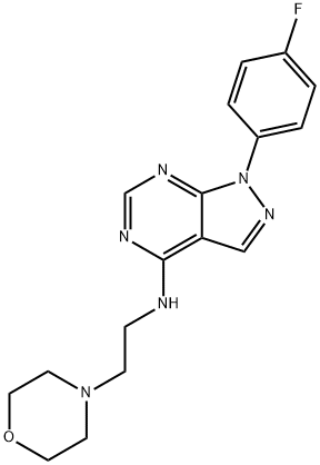 1-(4-fluorophenyl)-N-[2-(morpholin-4-yl)ethyl]-1H-pyrazolo[3,4-d]pyrimidin-4-amine 구조식 이미지