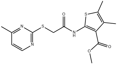 methyl 4,5-dimethyl-2-(2-((4-methylpyrimidin-2-yl)thio)acetamido)thiophene-3-carboxylate 구조식 이미지