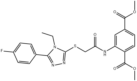 dimethyl 2-(2-((4-ethyl-5-(4-fluorophenyl)-4H-1,2,4-triazol-3-yl)thio)acetamido)terephthalate 구조식 이미지