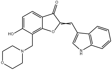 (2Z)-6-hydroxy-2-(1H-indol-3-ylmethylidene)-7-(morpholin-4-ylmethyl)-1-benzofuran-3(2H)-one Structure