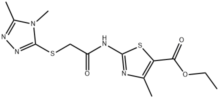 ethyl 2-({[(4,5-dimethyl-4H-1,2,4-triazol-3-yl)sulfanyl]acetyl}amino)-4-methyl-1,3-thiazole-5-carboxylate 구조식 이미지