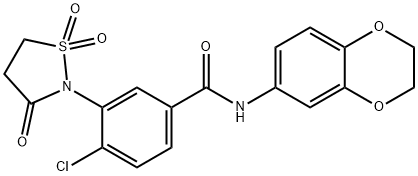 4-chloro-N-(2,3-dihydro-1,4-benzodioxin-6-yl)-3-(1,1-dioxido-3-oxo-1,2-thiazolidin-2-yl)benzamide Structure