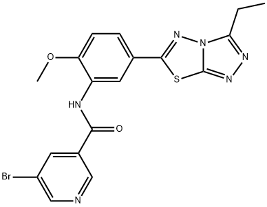 5-bromo-N-[5-(3-ethyl[1,2,4]triazolo[3,4-b][1,3,4]thiadiazol-6-yl)-2-methoxyphenyl]pyridine-3-carboxamide 구조식 이미지
