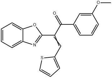 (2E)-2-(1,3-benzoxazol-2-yl)-1-(3-methoxyphenyl)-3-(thiophen-2-yl)prop-2-en-1-one Structure