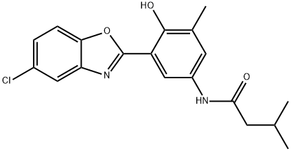 N-[3-(5-chloro-1,3-benzoxazol-2-yl)-4-hydroxy-5-methylphenyl]-3-methylbutanamide Structure