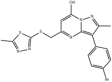 3-(4-bromophenyl)-2-methyl-5-(((5-methyl-1,3,4-thiadiazol-2-yl)thio)methyl)pyrazolo[1,5-a]pyrimidin-7-ol Structure