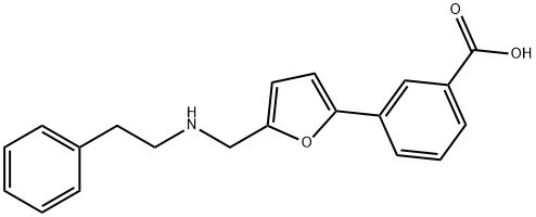 3-(5-{[(2-phenylethyl)amino]methyl}-2-furyl)benzoic acid 구조식 이미지