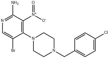 5-Bromo-4-(4-(4-chlorobenzyl)piperazin-1-yl)-3-nitropyridin-2-amine Structure