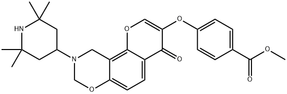 methyl 4-{[4-oxo-9-(2,2,6,6-tetramethylpiperidin-4-yl)-9,10-dihydro-4H,8H-chromeno[8,7-e][1,3]oxazin-3-yl]oxy}benzoate 구조식 이미지