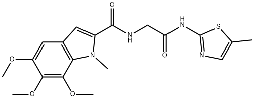 5,6,7-trimethoxy-1-methyl-N-{2-[(5-methyl-1,3-thiazol-2-yl)amino]-2-oxoethyl}-1H-indole-2-carboxamide 구조식 이미지